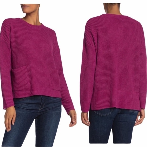 MELLODAY Two Pocket Knit Berry Purple Sweater - Picture 1 of 7